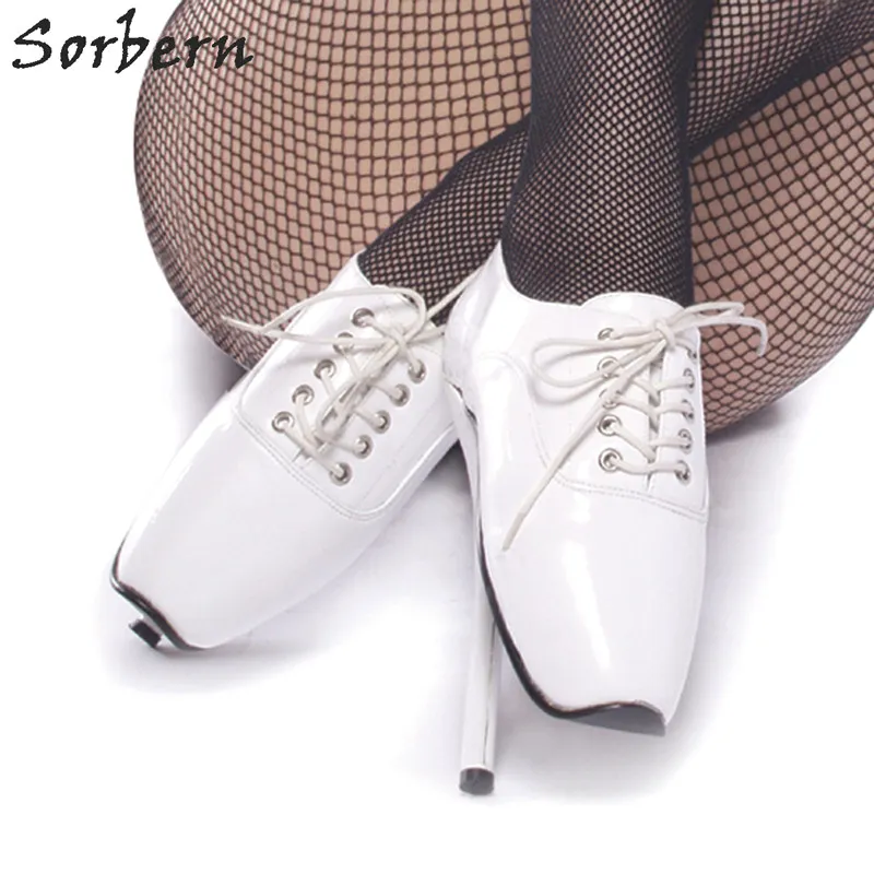 Sorbern/белые лакированные балетки; туфли-лодочки на высоком каблуке; женская обувь на заказ; БДСМ; обувь на шпильках; туфли-лодочки на высоком каблуке