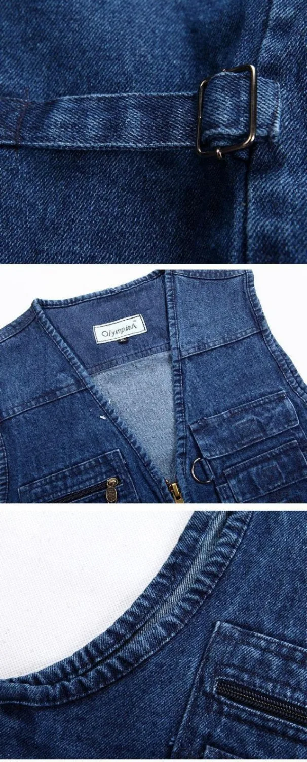 Beste Nieuwste Vest Ontwerpen Voor Mannen Jeans Denim Vesten Mannelijke Met Multi Pockets Fashion Vest Mannen Mouwloze Jas Vissen Vest, GA140