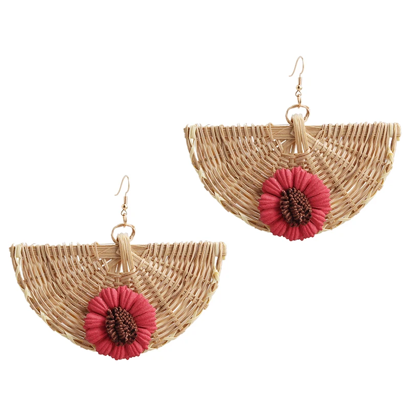 

Rattern Knit Fan Hook Earrings for Women Beach Sexy Ear Accessories Sunflower Insert Dangle Earrings Best Vacation Gift ET637