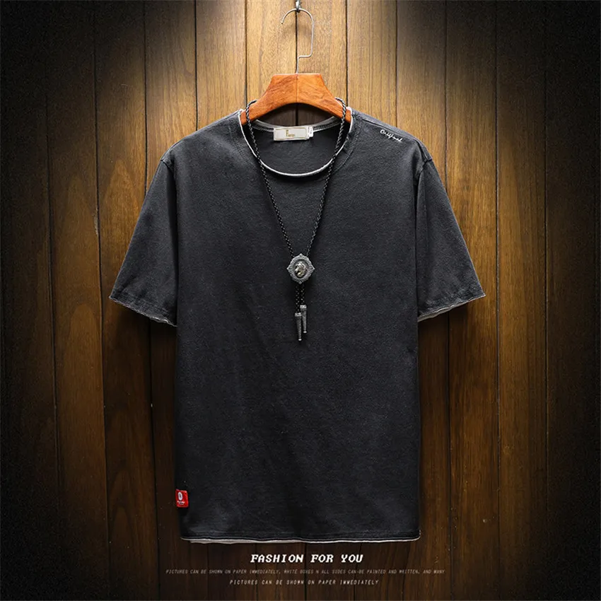 

2018 Summer New Mens Leisure Men T-shirt Round Neck Mens T shirt Fashion Tide Brand Men Solid Color Short Sleeve Tshirt Men
