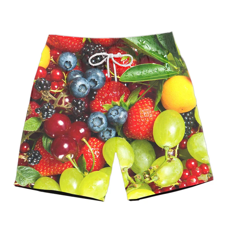 Тропические фрукты 3D печати мужские повседневные шорты летние тренировочные шорты клубника забавная жизнь дышащии эластичные для талии шорты