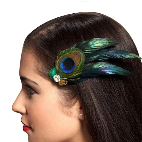 

Peacock Feather Rhinestones Bridal Wedding Hair Clip Head Pin Hairpin gift