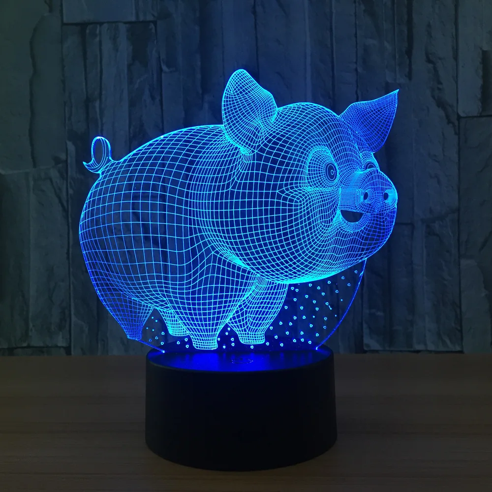 

Pig Colorful 3d Nightlight Touch Visual Intelligent Lighting Desk Lamp Novelty Powerbank 7 color change Usb Led Table Lamps