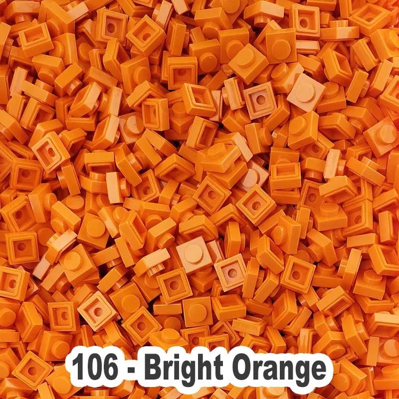 2000 шт./лот, обучающая игрушка, пластиковые маленькие строительные блоки, аксессуары для кирпича, 1X1 пластина, 45 цветов, пиксель, игрушки для детей - Цвет: 106 bright orange