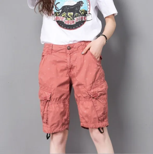 

Womens Summer Tactical Army Straight Knee Length Shorts Women Military Capris Cargo Shorts With Multi Pockets Loose Short Pants