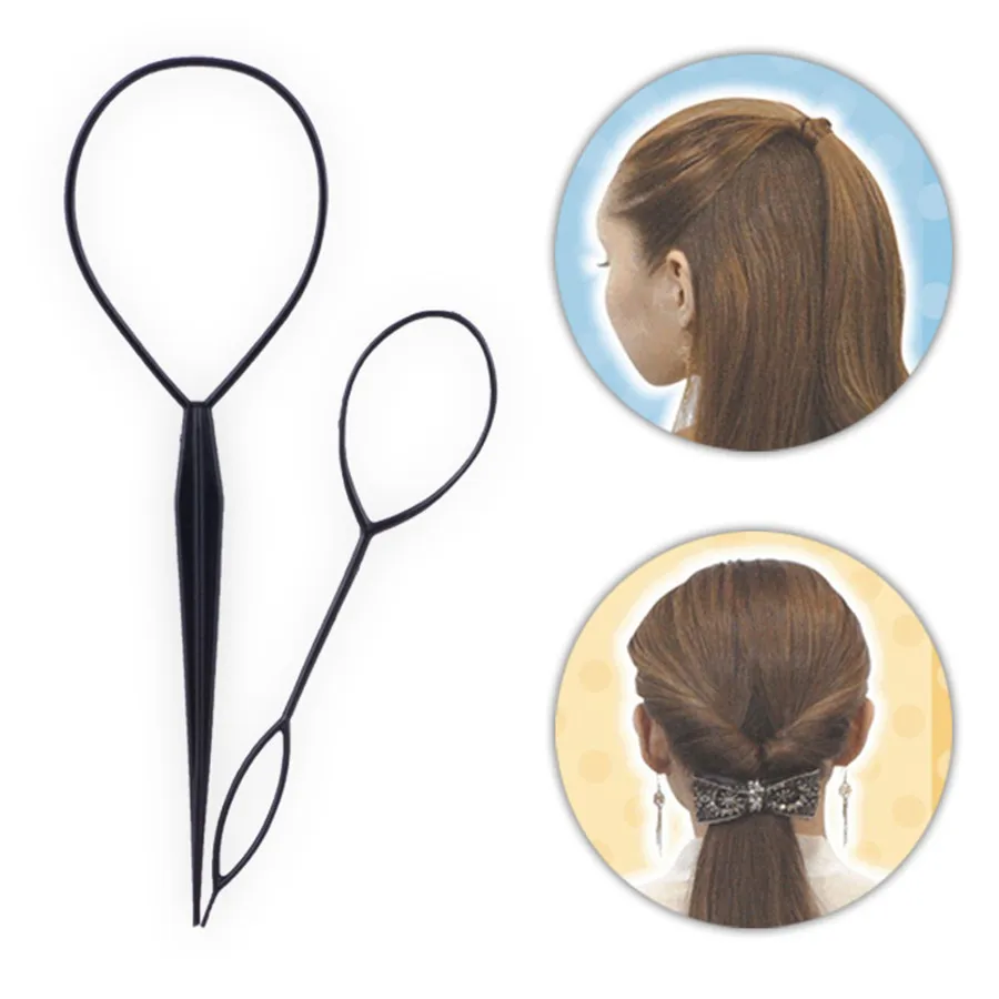1set Ponytail Creator Plastic Loop Styling Tools Black Topsy Pony topsy