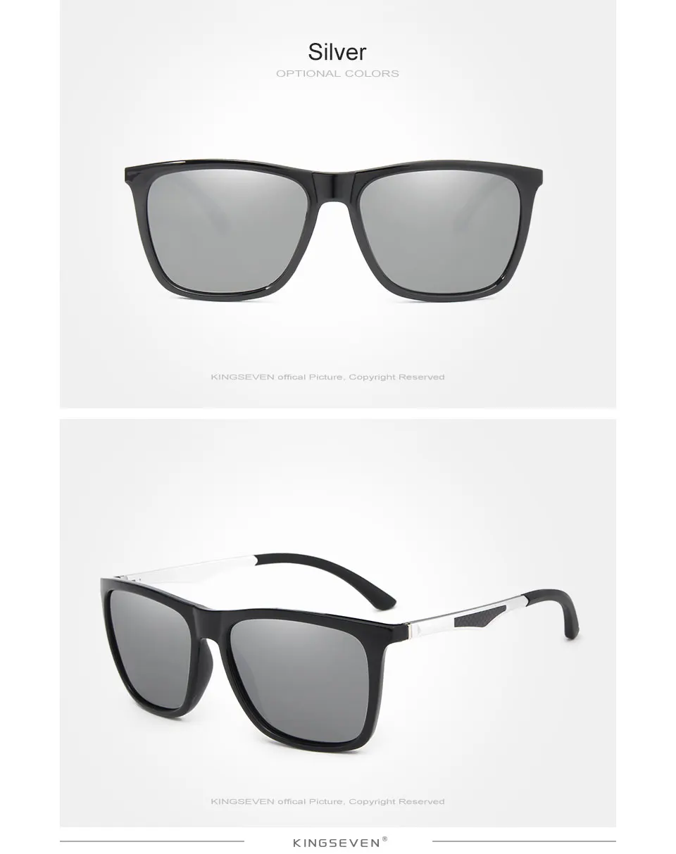 KINGSEVEN Aluminum Magnesium Men's Sunglasses Polarized Men Coating Mirror Glasses oculos Male Eyewear Accessories For Men 7536