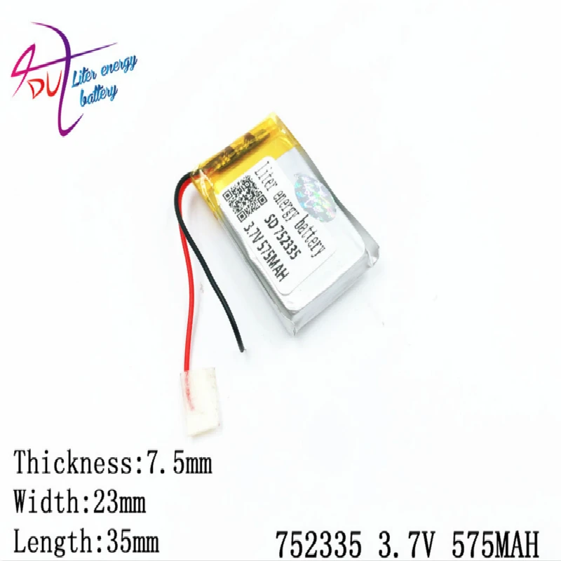 3 7 V 575mAH 752335 752535 PLIB Полимерный литий-ионный аккумулятор для dvr GPS mp3 mp4 сотового