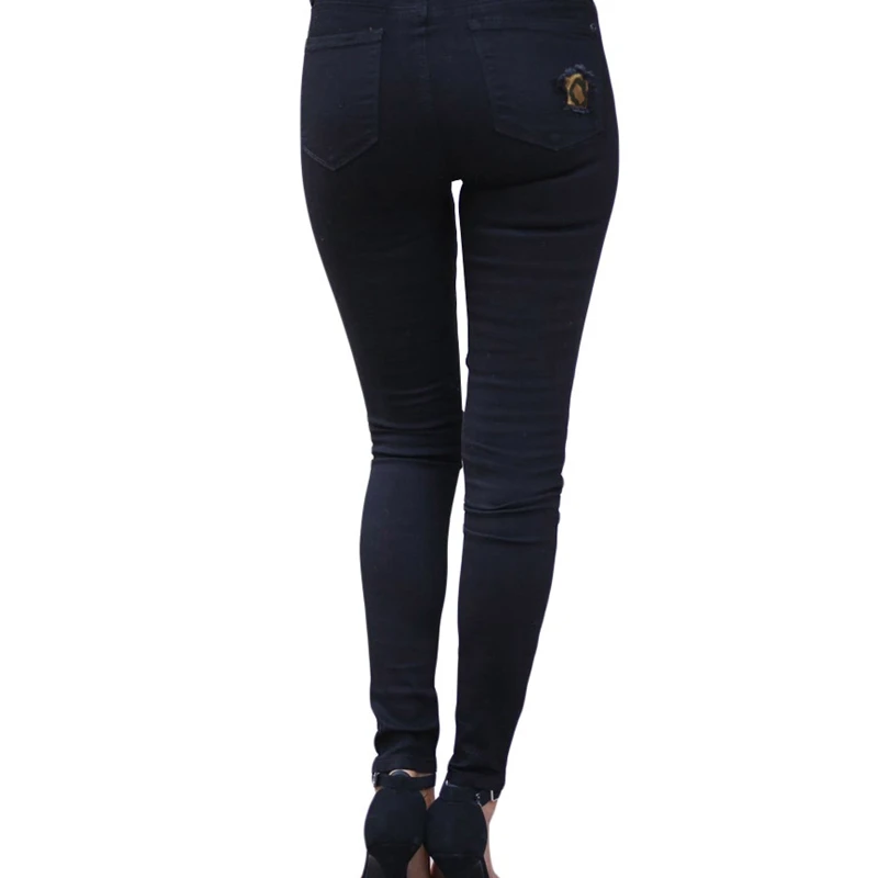 CALOFE для женщин плюс размер Талия обтягивающие джинсы твердые пантера лоскутное нерегулярные ребристые отверстия карандаш брюки стрейч