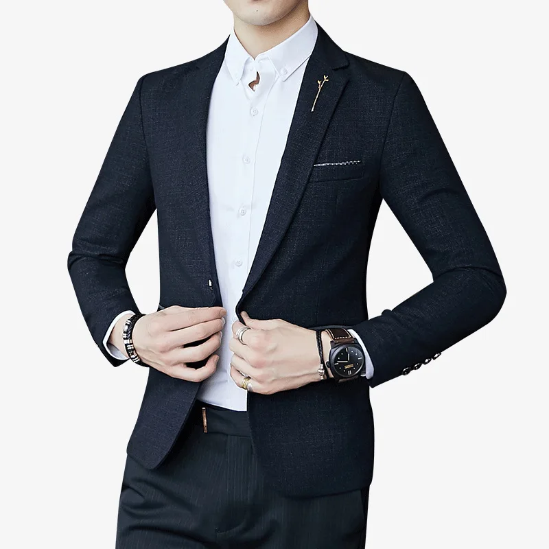 

YUSHU New Slim Fit Mens Business Casual Blazer Single Button Blazer Jacket Men Classic Mens Solid Color Blazer Coat