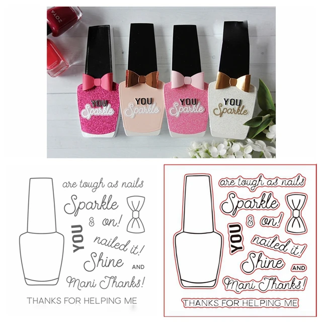 nail polish bottle clear silicone stamp with metal cutting dies