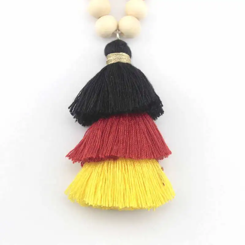 ZWPON 2018 Boho Wood Beaded Tassel Necklace for Women 10 MM Natural Wood Beads Long Necklace Wholesale Festival Jewelry Yoga - Image 2
