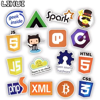 

50 PCS Cool Programming Stickers Logo Internet Software Sticker Funny Gift for Geeks Hackers Developers to DIY Laptop Phone