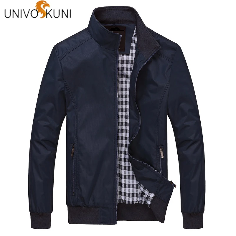 UNIVOS KUNI Осенняя повседневная мужская куртка однотонная верхняя одежда с длинным