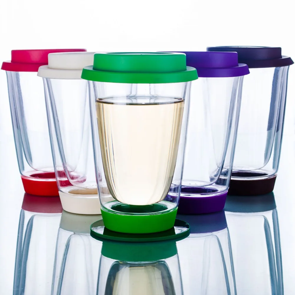

1x 360ml Heat-Resisting Glass Double Wall Tea Drink Cup with Multicolor Lid