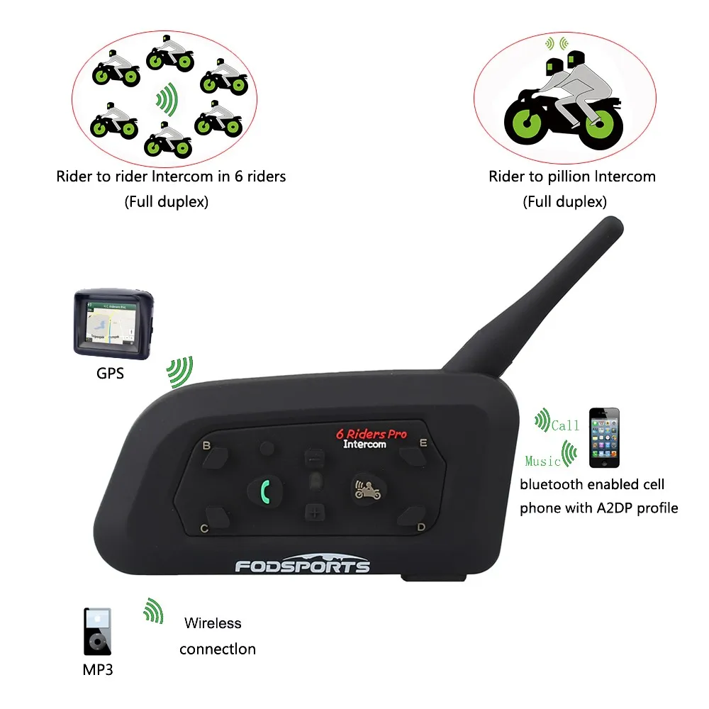 2 шт V6 Pro Multi BT Interphone 1200 м мото rcycle Bluetooth Шлем Интерком intercomunicador мото гарнитура для 6 езды IPX5 MP3 gps