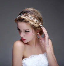 Dower me Gold Silver Rhinestone Pearl Bridal Headband Handmade Wedding Hair Vine Accessories Bridesmaid Headpiece