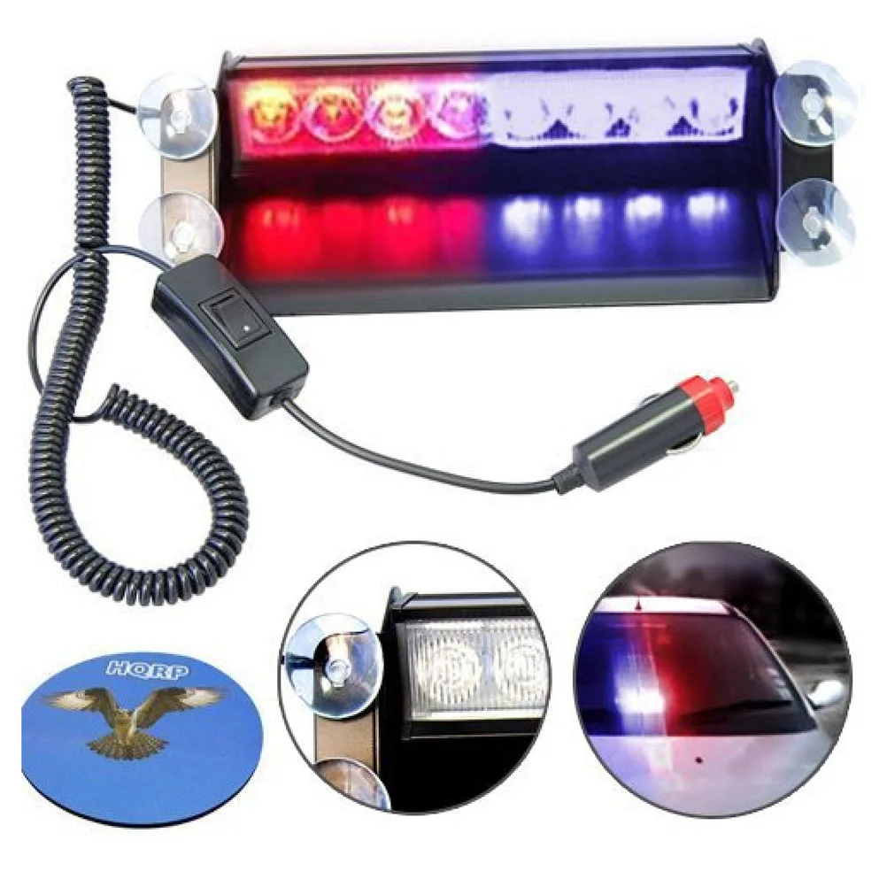 

DC12V 8 LED Car Police Strobe Flash Light Auto LED Emergency Warning Lamp Red And Blue Light Flashing Fog Lights For Car