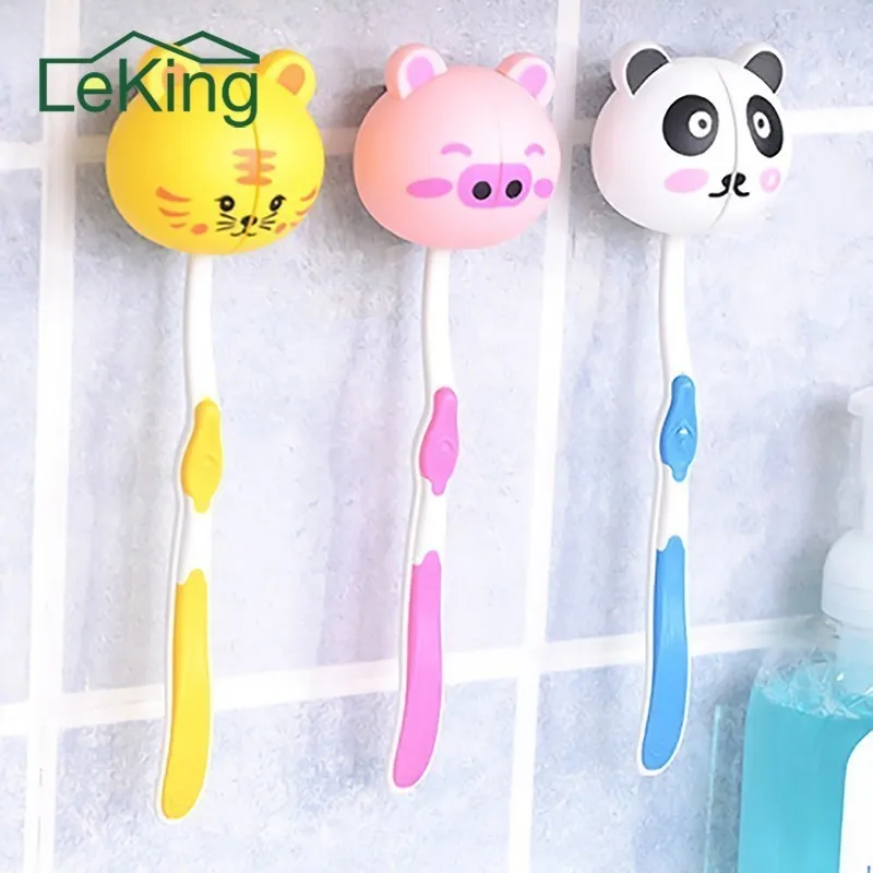 

1PC Cartoon Animal toothbrush holder Toiletries Toothpaste Holder Bathroom Sets Suction Hooks Tooth Brush container on sale