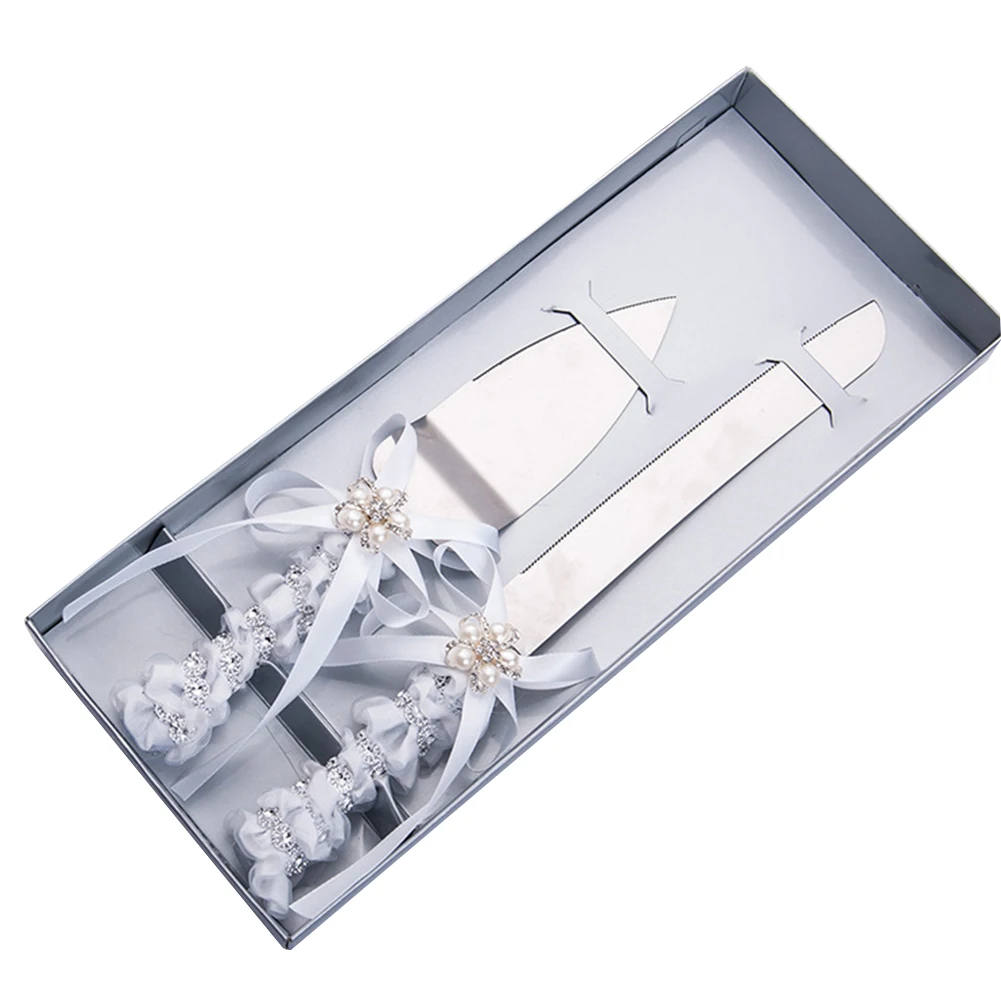 

Decoration Rustproof Bowknot Rustic Cake Serving Set Wedding Twine Ribbon Home Party Slice Shovel Gift Stainless Steel Non Slip