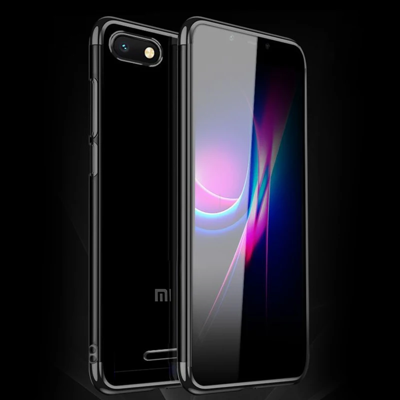 Прозрачный чехол для Xiaomi Redmi 6A, чехол-бампер, тонкий чехол Platint, прозрачный ТПУ силиконовый чехол-накладка для Xiaomi Redmi 6A 6 A, чехол - Цвет: Черный