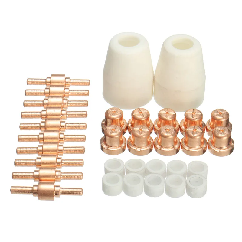 32pcs PT 31 LG-40 40A Standard Size Plasma Cutting Torch Cutter Consumables Extended TIP Nozzles Electrode