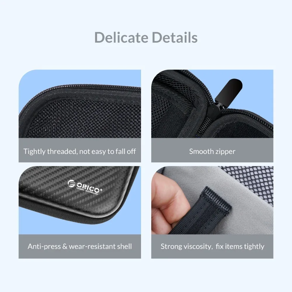 ORICO EVA Hard drive Storage Box External Hard Drive Disk Protector Cover Bag Powerbank Mobile HDD Storage Box Zipper Pouch