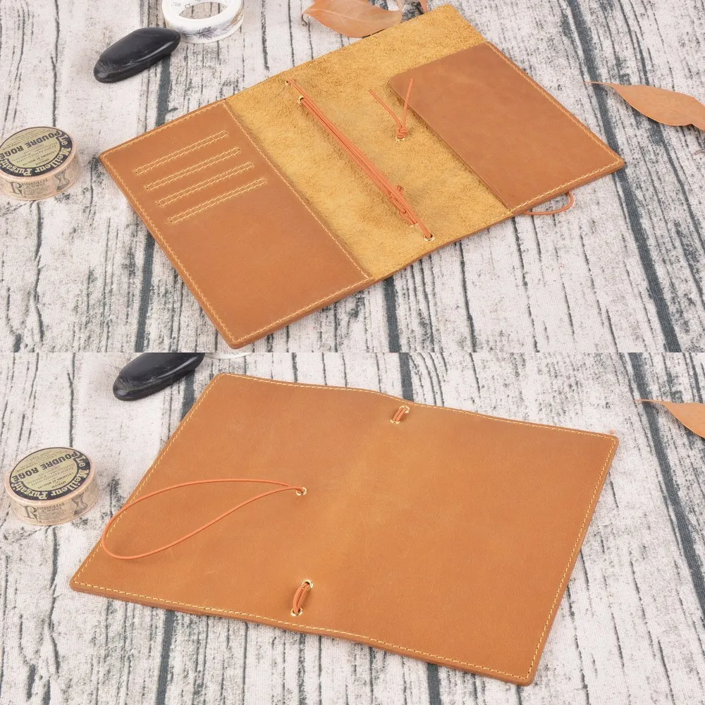 High Quality Genuine Leather Notebook Handmade Travel Journal With Card Holders Passport Place Cowhide Diary Sketchbook Planner High Quality Genuine Leather Notebook Handmade Travel Journal With Card Holders Passport Place Cowhide Diary Sketchbook Planner