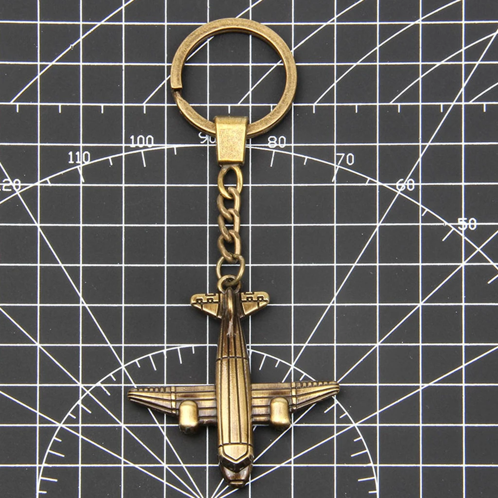 Fashion Airplane Charms Keyring Antique Bronze Aircraft Pendant Keychain Decor Accessories Ornament Jewelry
