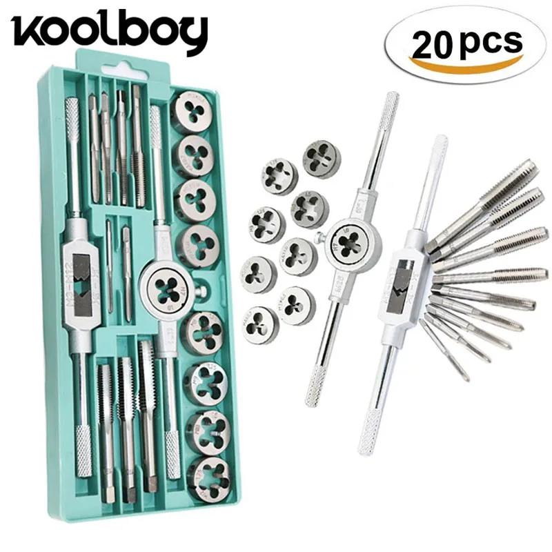 

20Pcs Tap Dies Set Adjustable Metric Carbon Steel Hand Screw Taps Holder Thread Gauge Wrench Tool For Car Repair D15