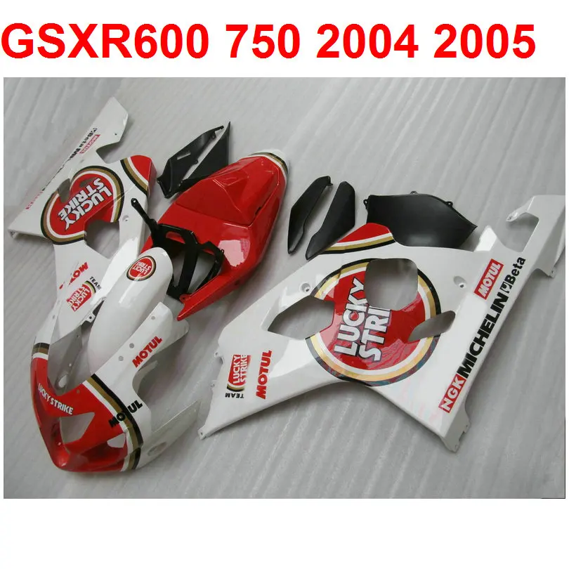 Белые красные Обтекатели для Suzuki gsxr600 750 2004 2005 04 05 Lucky strike бесплатно ems s14 |