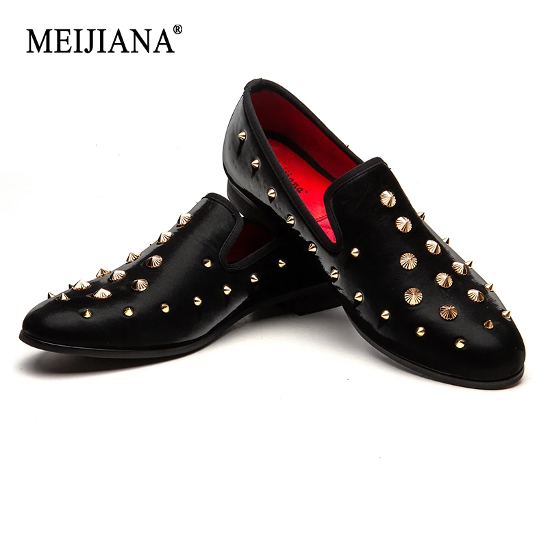 MEIJIANA Fashion Luxury Brand Black Men Shoes Metal Rivet Men's Loafers Dinner Shoes Driving Travel Casual Shoes New