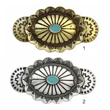 Ethnic Retro Engraved Floral Geometric Spring Hair Clip Women Faux Diamond Jewelry Ponytail Holder Clamp Drop Oil Updo Hairgrips faux turquoise cow engraved jewelry set