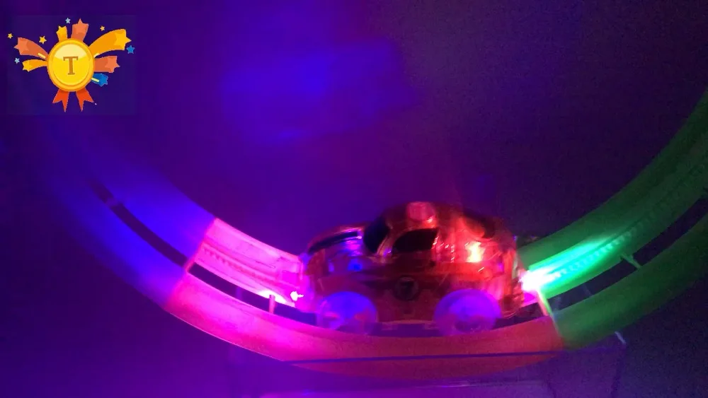 Волшебный автомобиль трек изгиб Flex Loop светящийся в темноте DIY сборка игрушечный