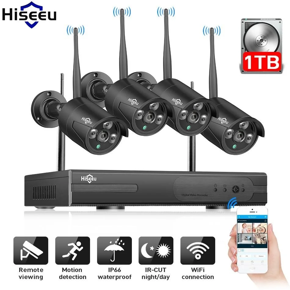 Hiseeu 4CH 960P NVR Wireless Security CCTV System Video Surveillance CCTV Kit WiFi Outdoor IP Camera Motion Detection 1T IP Pro Hiseeu 4CH 960P NVR Wireless Security CCTV System Video Surveillance CCTV Kit WiFi Outdoor IP Camera Motion Detection 1T IP Pro