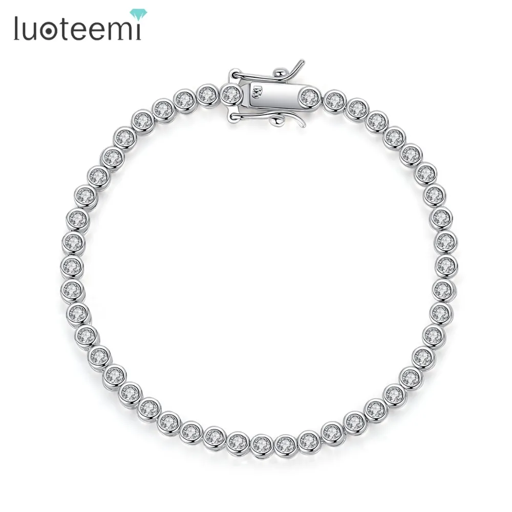 

LUOTEEMI Classic Simple Women Tennis Bracelet for Wedding Party Paved Cubic Zircon Fashion Jewelry Bangles Bijoux Christmas Gift