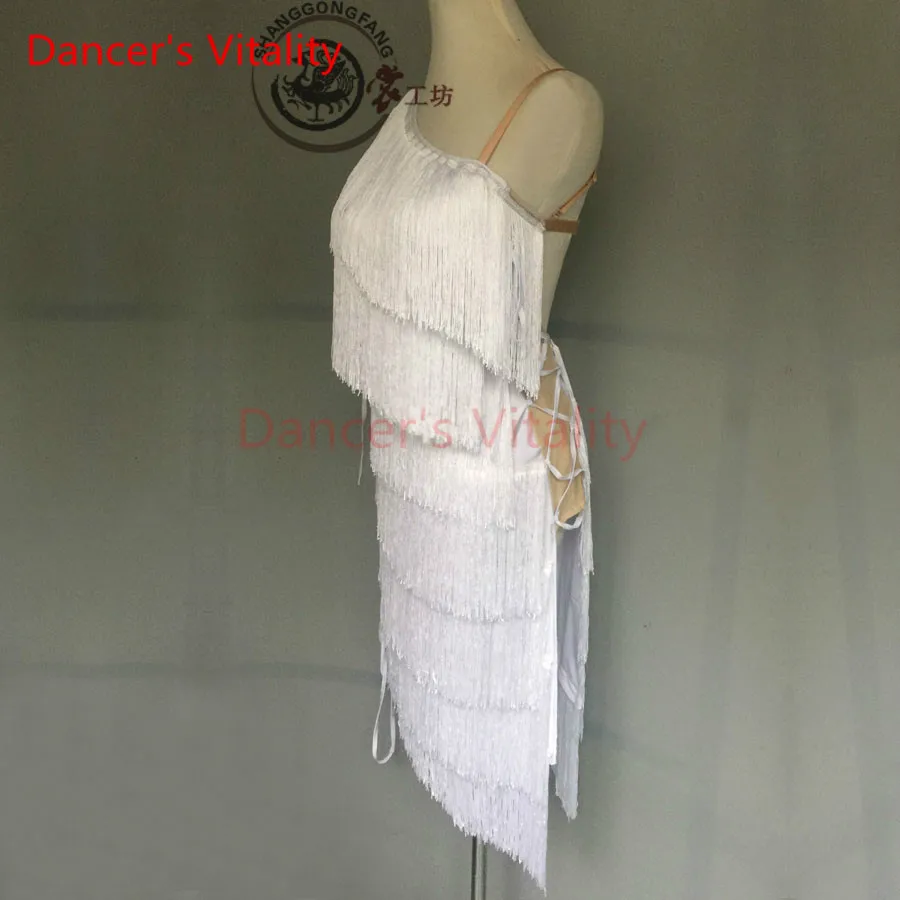 

Dancer's Vitality 2017 New Brand Tassel Shoulder Strap Style Latin Dance Dress Women Salsa Samba Tango Cha-Cha Dancing Dresses