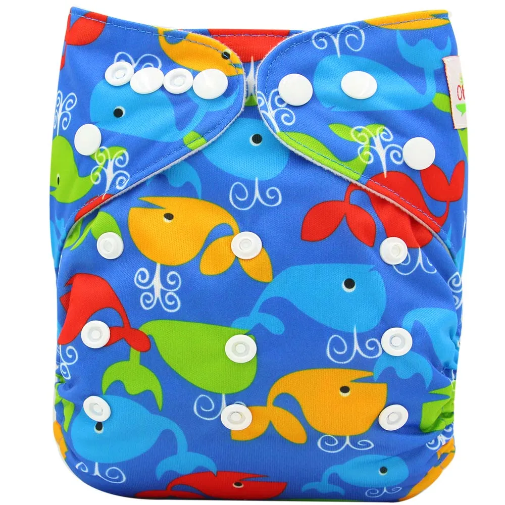 

Ohbabyka Baby Cloth Diapers Reusable Nappies Couche Lavable Adjustable Animal Print Newborn Pocket Diaper Cover 0-3Years