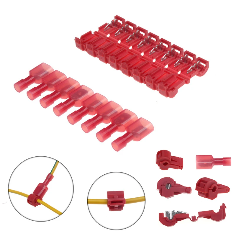100PCS T Tap/Male 22 18 AWG Red Quick Splice Electrical Wire connector