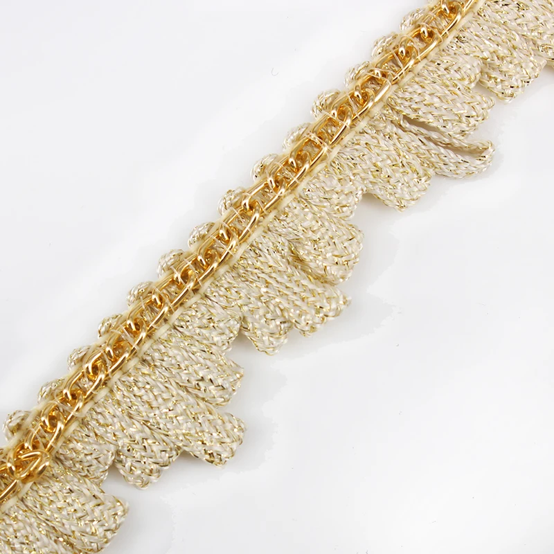 Braided Gold Chain Trimming Lace Ribbon Trim Applique Motif Bridal
