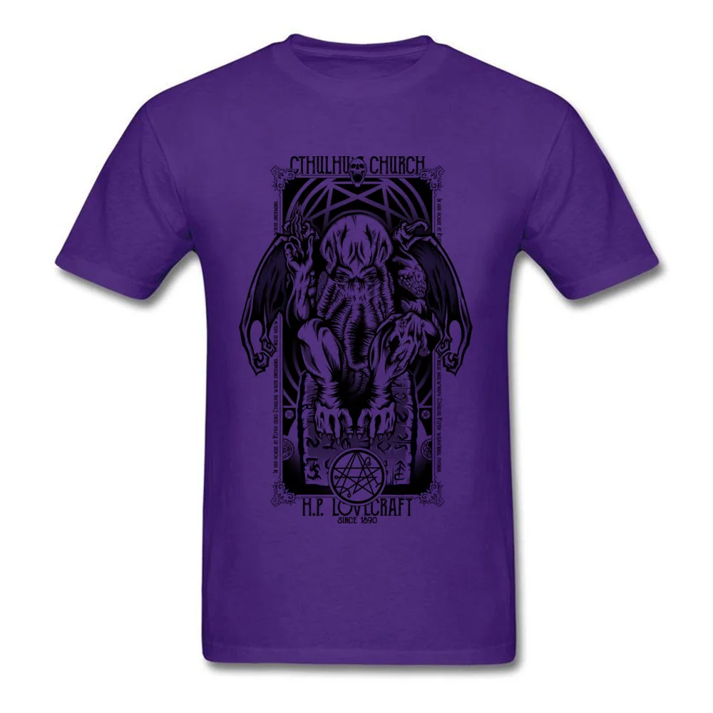 Cthulhus Church O Neck T-Shirt Autumn Tops Shirts Short Sleeve Coupons Cotton Europe Tops Shirt Design Men Top Quality Cthulhus Church purple