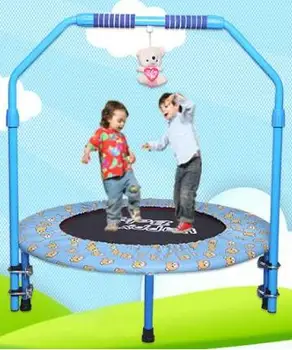 

36 inch Children elastic band trampoline Folding Ribbon gymnastics trampoline fitness bounce bed With armrest