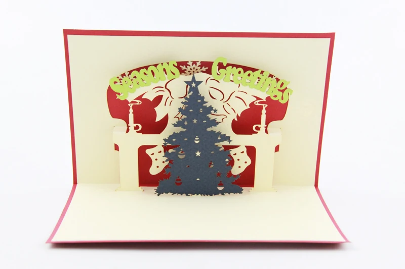 Елочные рождественские открытки, 3D открытка-раскладушка, праздничные открытки, Подарочная монета