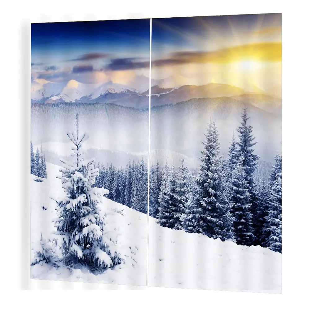 

150*166 Curtains For Living Room Bedroom Window Curtains Winter sunshine Printed Balcony Sun Shading Garden Style