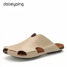 Новое поступление; Летняя мужская обувь; повседневные мужские шлепанцы из мягкой натуральной кожи; классные пляжные сандалии; нескользящие мужские вьетнамки ручной работы