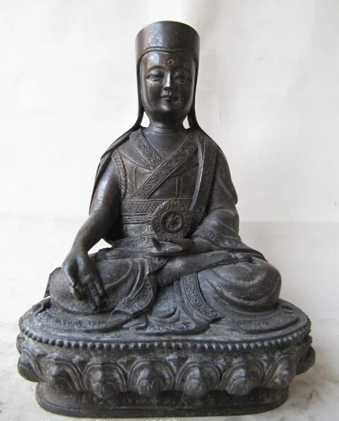 

Collectible bronze lion statue S0407 8"Tibetan Buddhism Temple Pure Copper Bronze Carved Pagba Lama Buddha Statue (B0328)