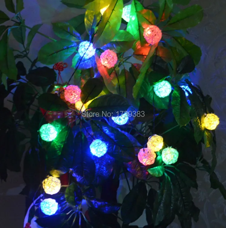 

30pcs/lot 20 lights LED Wicker Balls Wedding Party String Lights Hand Weaved Rattan String Ball Lantern Xmas Ball