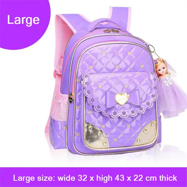 Children's 8 year old girl's waterproof backpack glitter back pack fashion schoolbags PU skin