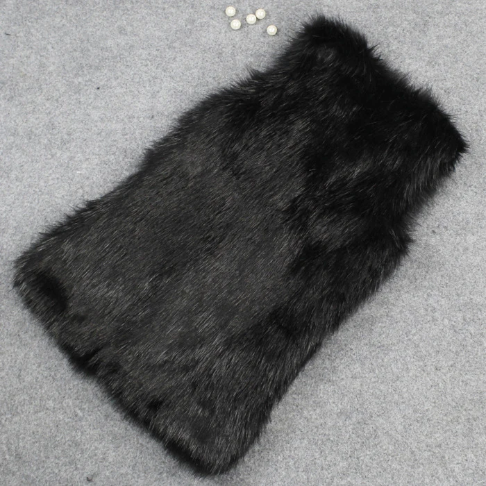 MALL New Arrival Women Vintage Trendy Faux Fur Gilet Vest Jacket Mid-long Outwear Waistcoat Black White Khaki Size M-XXL Fashion