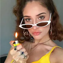 Мода, женские узкие солнцезащитные очки кошачий глаз, женские роскошные Брендовые очки, сексуальные летние маленькие оранжевые белые очки Oculos Feminino